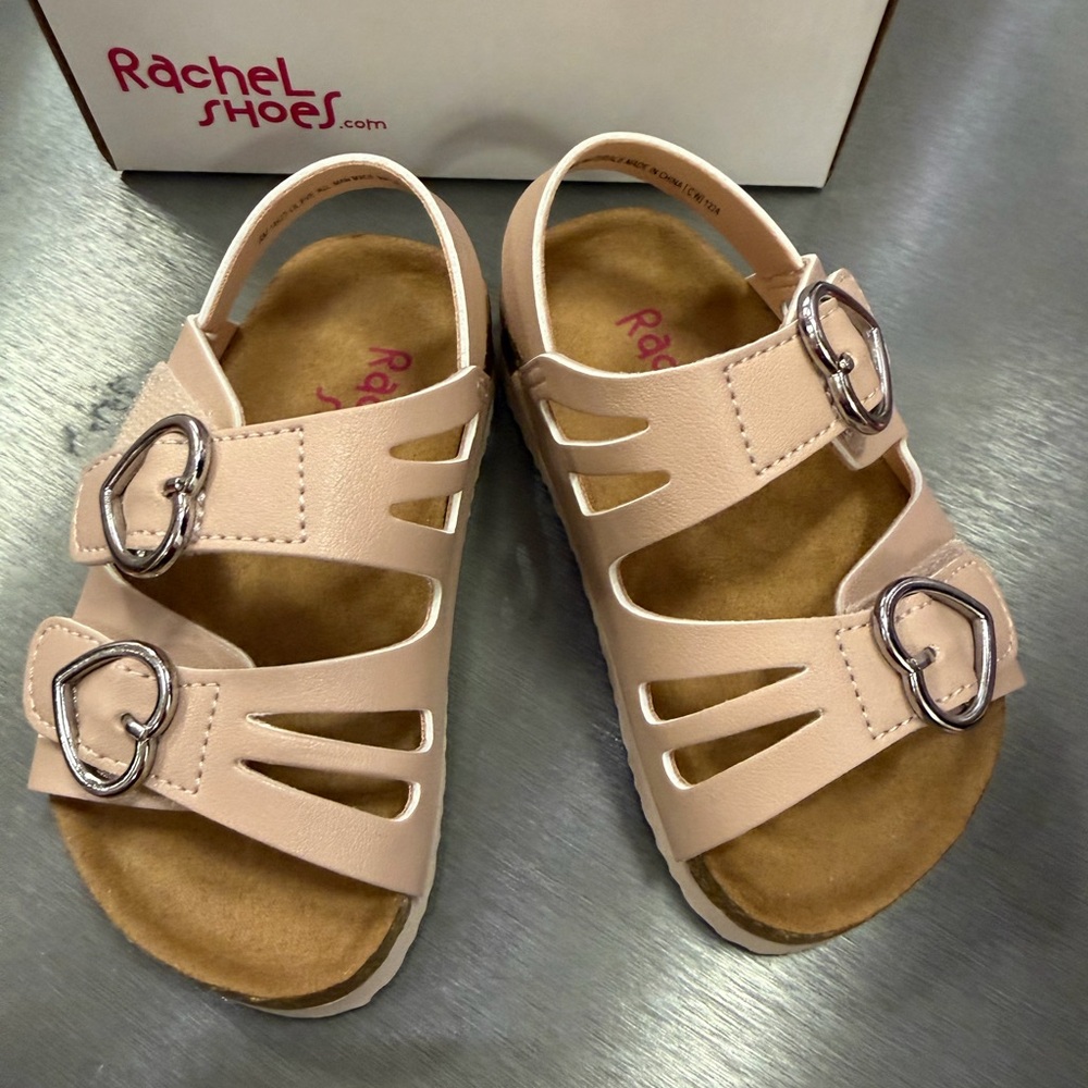 Rachel Shoes Blush Sandals with Heart Accents